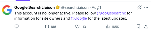 Google owes the seo industry absolutely nothing, and this is why Tweet saying "this account is no longer active. Please follow 
@googlesearchc
 for information for site owners and 
@google
 for the latest updates. "