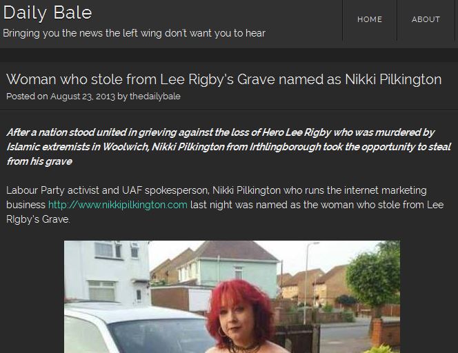 Joshua bonehill, nikki pilkington and lee rigby’s grave robbery that never took place Bale